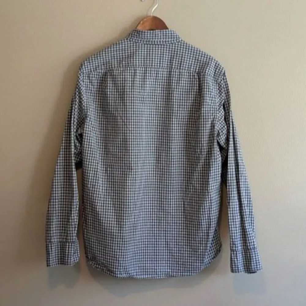 J. Crew Mens Large L Green Gray Check Dress Shirt Heathered Cotton Button Down